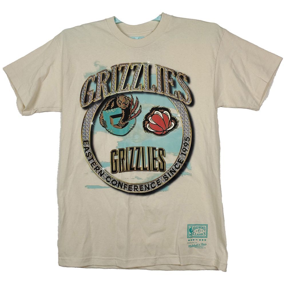 Vancouver Grizzlies Mitchell & Ness‎ NBA Large Shirt Diamond Cut Logo Cream NWT